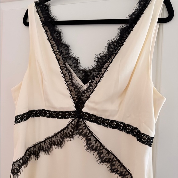 Anthropologie White Silk with Black Lace Dress - Picture 5 of 8